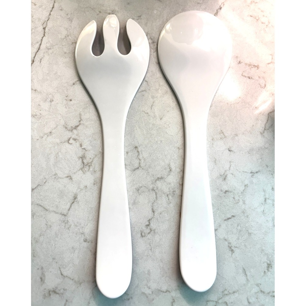 Salad Serve  Spoon Fork‎ Blue White Ombre Melamine Serving Utensils - Picture 5 of 11
